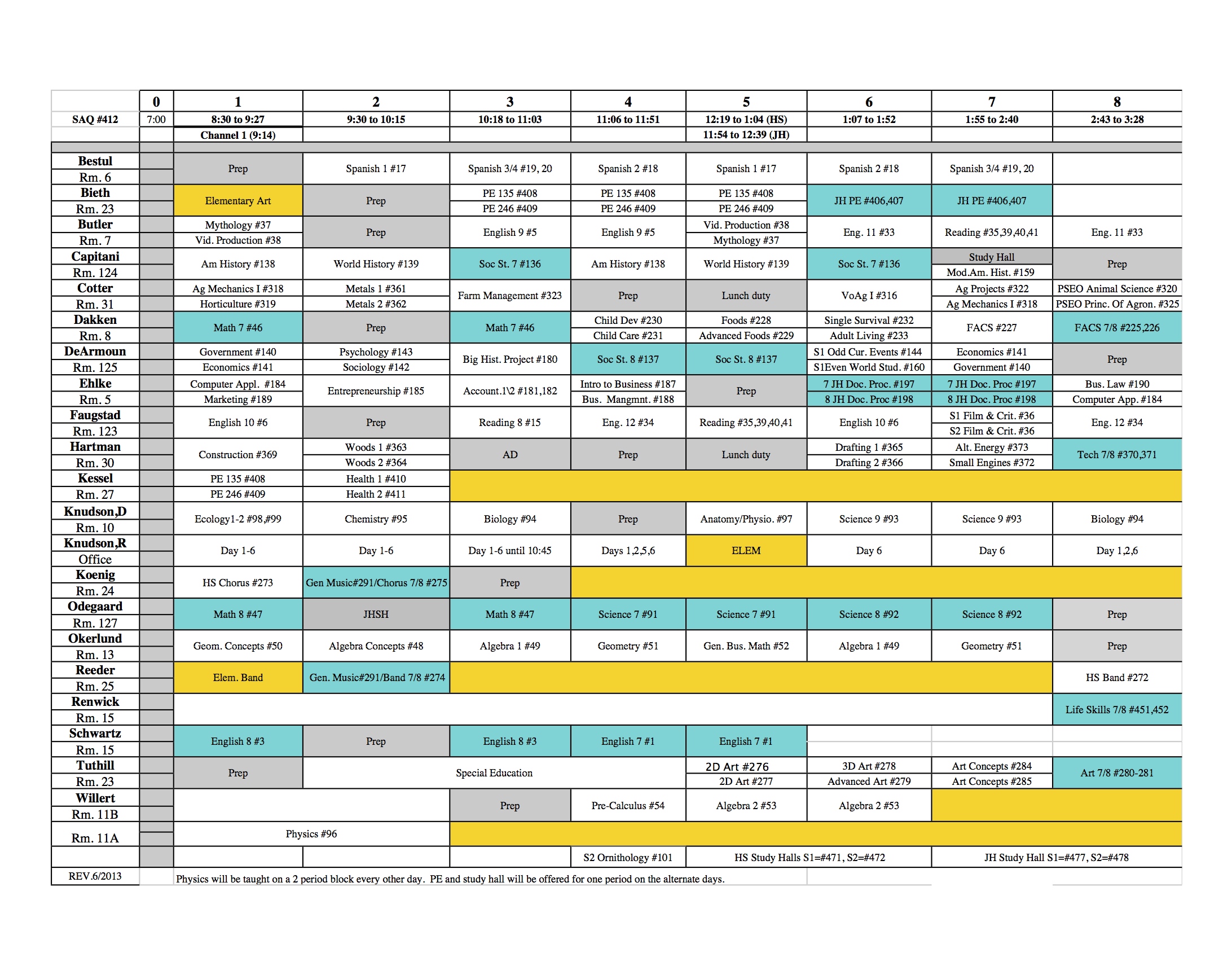 50 High School Class Schedule Sample Template